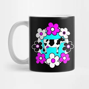 Happy Cow with Flowers Mug